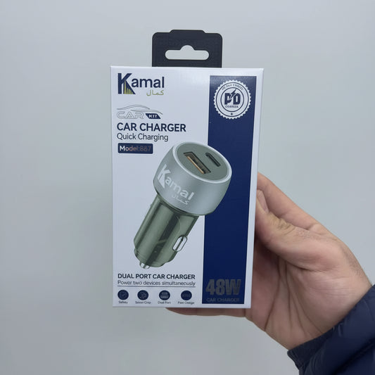 1 Year Warranty Kamal 48W USB A+C Car charger 867 Imported