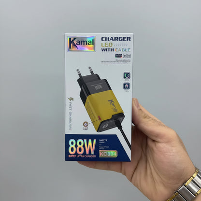 Kamal 88W Fast Charger with built-in cable KC804