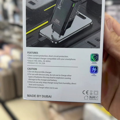 Kamal 88W Fast Charger with built-in cable KC804