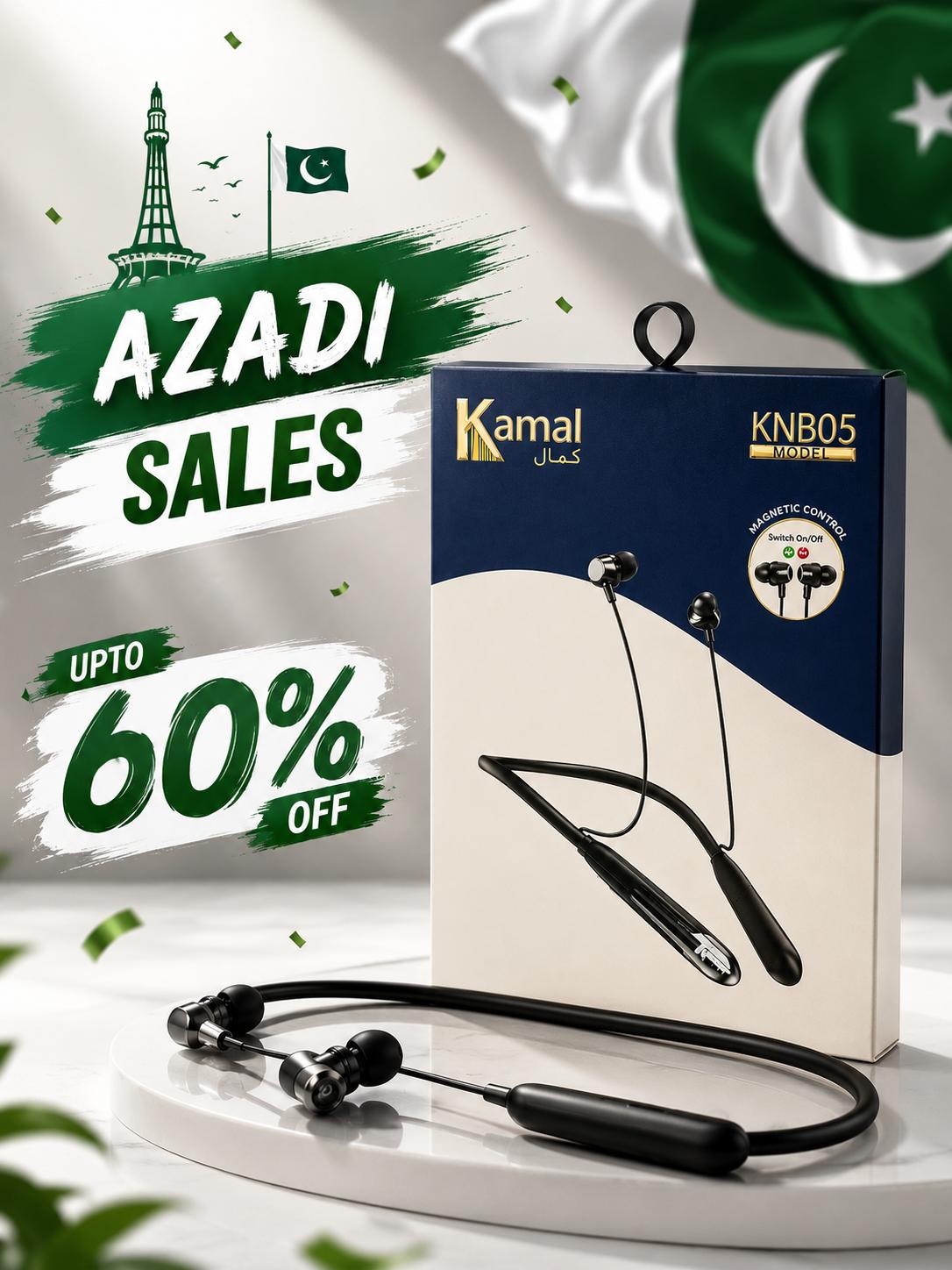 1 Year Warranty Kamal KNB05 Bluetooth Neckband Deep Bass & HD Calls