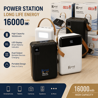 KAMAL LOT Imported KPB0161 - 160 160000mAh Power Bank | 60w 22.5W PD Super Fast Charging