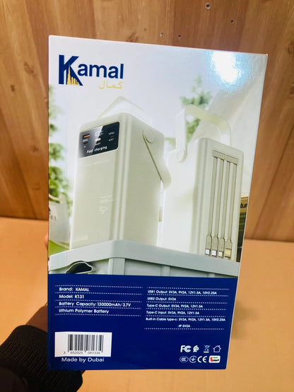 180w PD Fast 60w Kamal Power Bank K131 (130000mAh, Black/White)