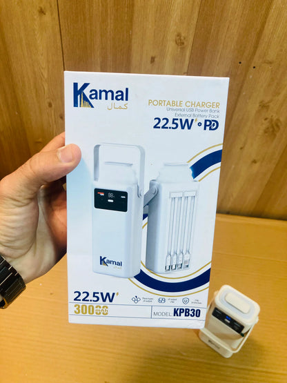Kamal KPB30 30,000mAh Portable Solar Power Bank - 1 year Warranty 11 in 1 Multipurpose Fast