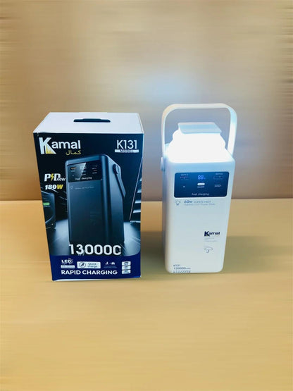 180w PD Fast 60w Kamal Power Bank K131 (130000mAh, Black/White)