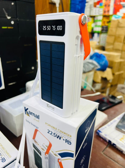 Kamal KPB53 50,000mAh Solar Power Bank – 22.5W PD Fast Charging with 4 Built-in CABLE