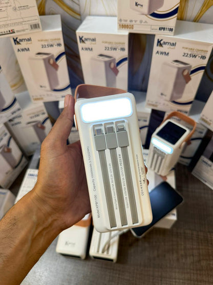 Full Lithuim Battery Kamal 1 Lac mAh Power Bank – Fast Charging 4-in-1 PD & USB-C