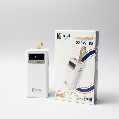 Kamal KPB80 UltraCharge Power Bank - 80000mAh | 80W Fast Charging | PD 22.5W