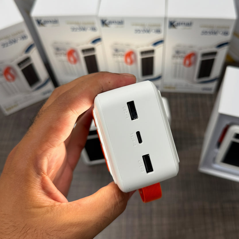 Full Lithium Upgraded Kamal KPB52 50,000mAh Solar Power Bank - 22.5W PD with 4 Built-in CABLE