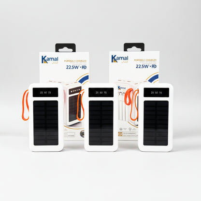 Full Lithium Upgraded Kamal KPB52 50,000mAh Solar Power Bank - 22.5W PD with 4 Built-in CABLE