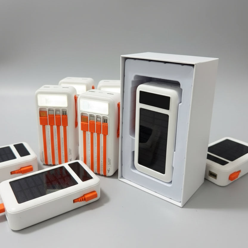 Full Lithium Upgraded Kamal KPB52 50,000mAh Solar Power Bank - 22.5W PD with 4 Built-in CABLE