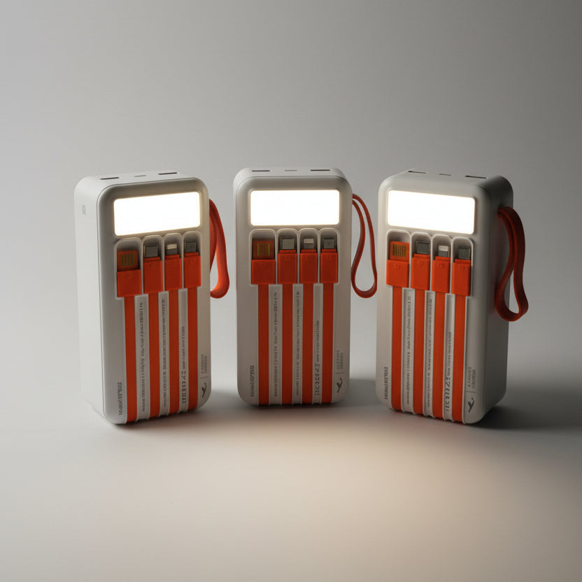Full Lithium Upgraded Kamal KPB52 50,000mAh Solar Power Bank - 22.5W PD with 4 Built-in CABLE