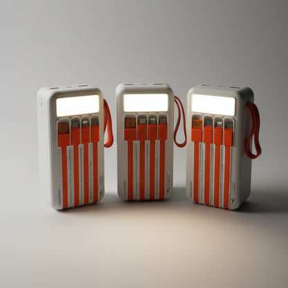 Full Lithium Upgraded Kamal KPB52 50,000mAh Solar Power Bank - 22.5W PD with 4 Built-in CABLE