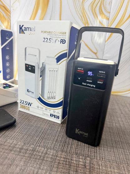 Kamal KPB30 30,000mAh Portable Solar Power Bank - 1 year Warranty 11 in 1 Multipurpose Fast