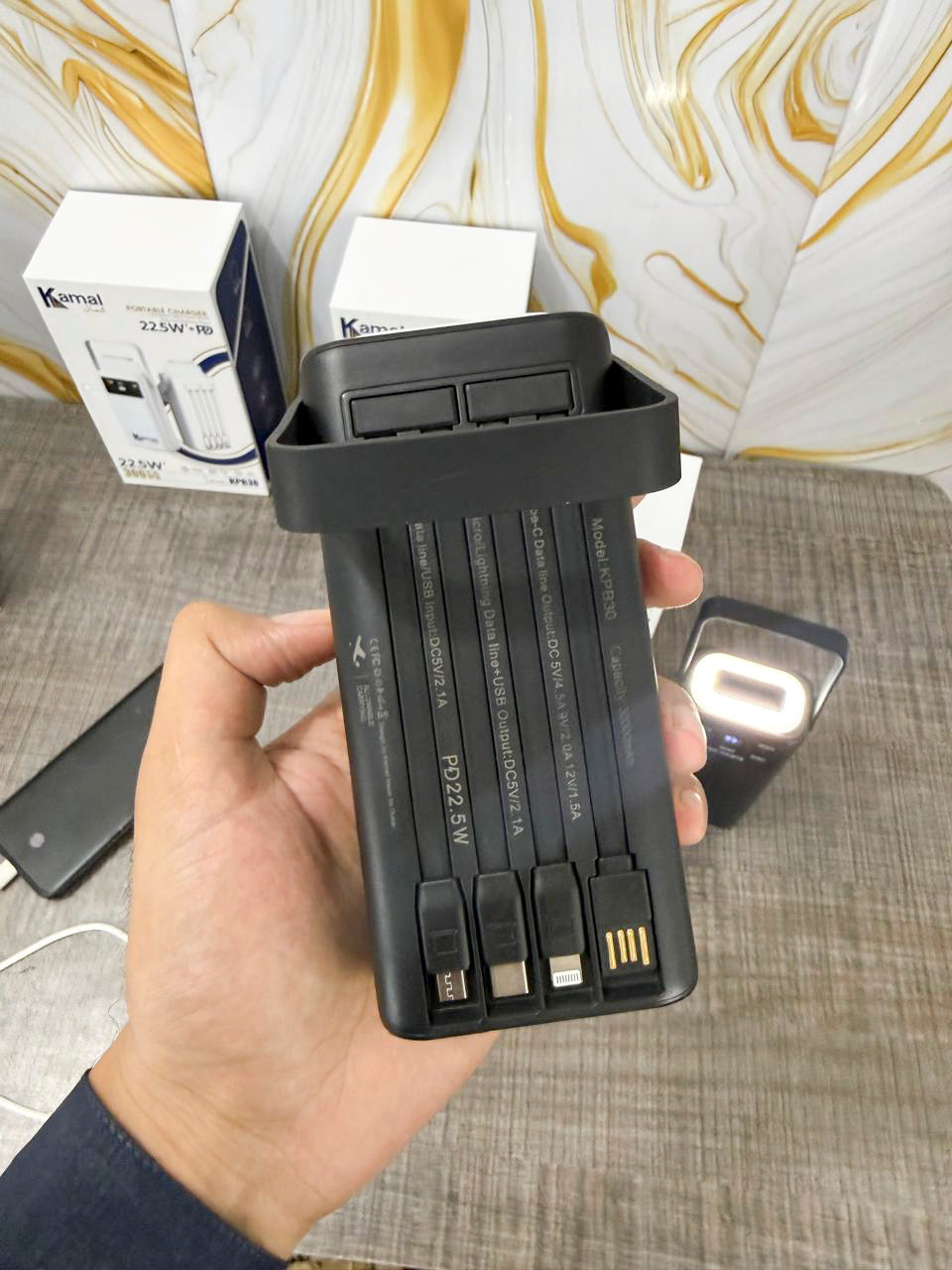 Kamal KPB30 30,000mAh Portable Solar Power Bank - 1 year Warranty 11 in 1 Multipurpose Fast