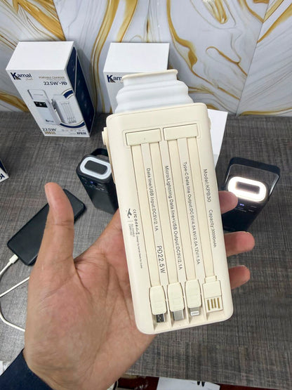 Kamal KPB30 30,000mAh Portable Solar Power Bank - 1 year Warranty 11 in 1 Multipurpose Fast