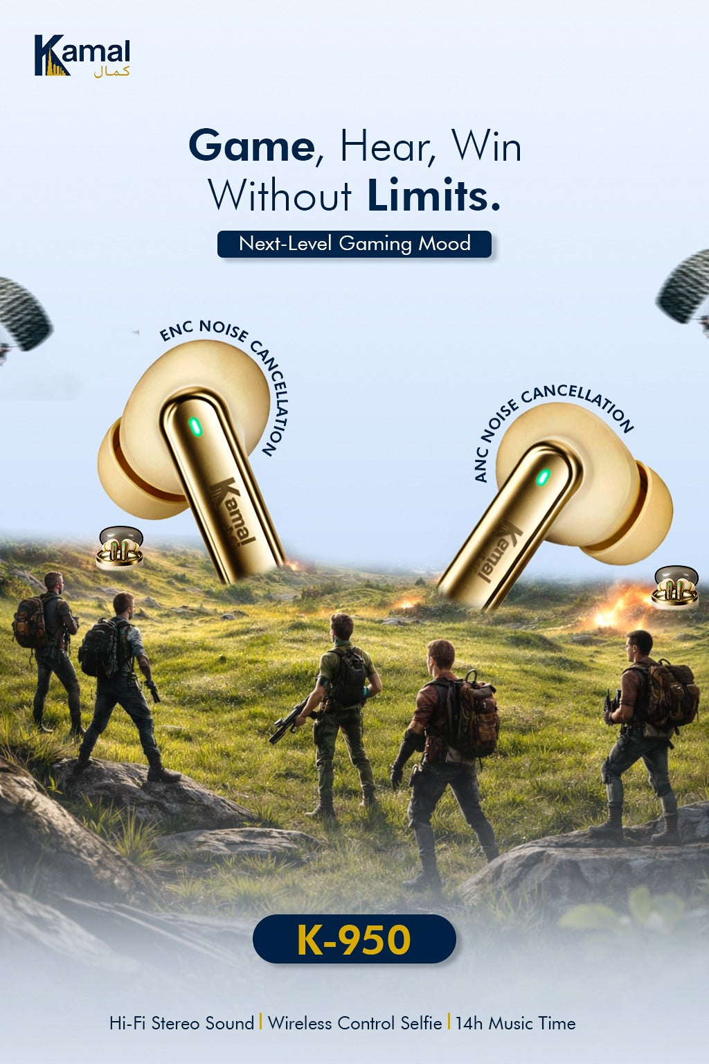 (Touch Camera) Kamal K950 Next-Level Gaming Earbuds – ZERO PAIN
