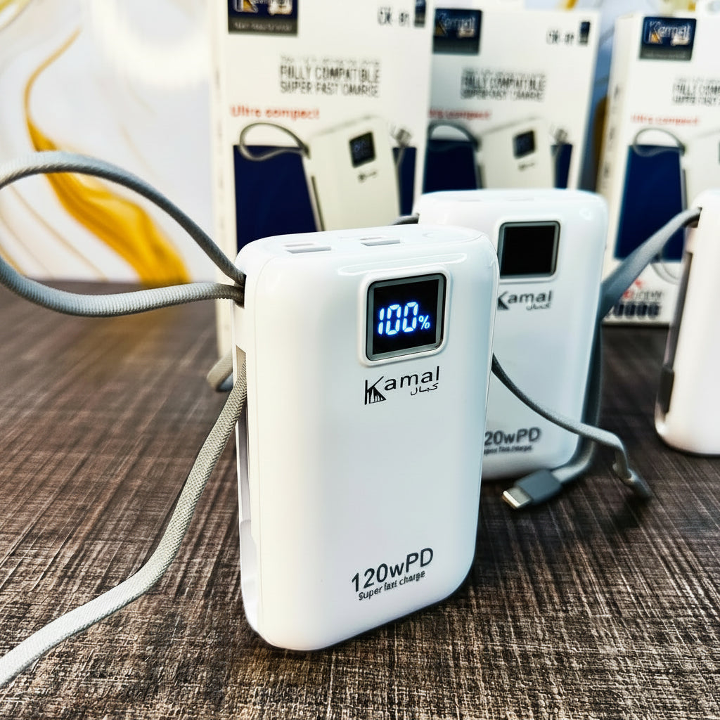 Full Lithium Kamal 120W PD Super Fast Charging Power Bank (3 Years Warranty)
