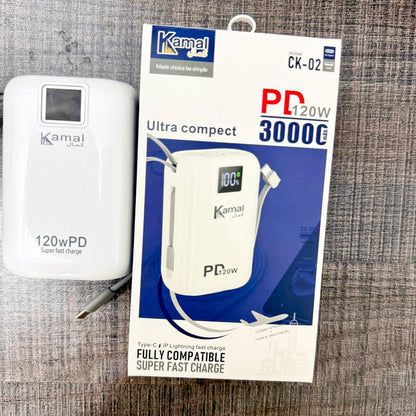 Full Lithium Kamal 120W PD Super Fast Charging Power Bank (3 Years Warranty)