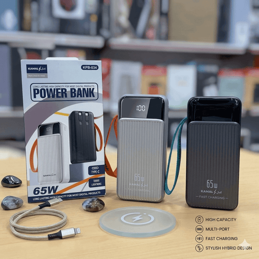 Kamal 65W 30000mAh Power Bank: Ultra-Fast Charging & High Capacity Portable Battery with LED Display