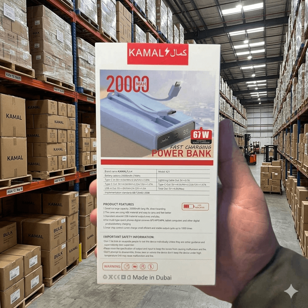 KAMAL 67W super-fast charging 20,000mAh High Multi-Cable Design