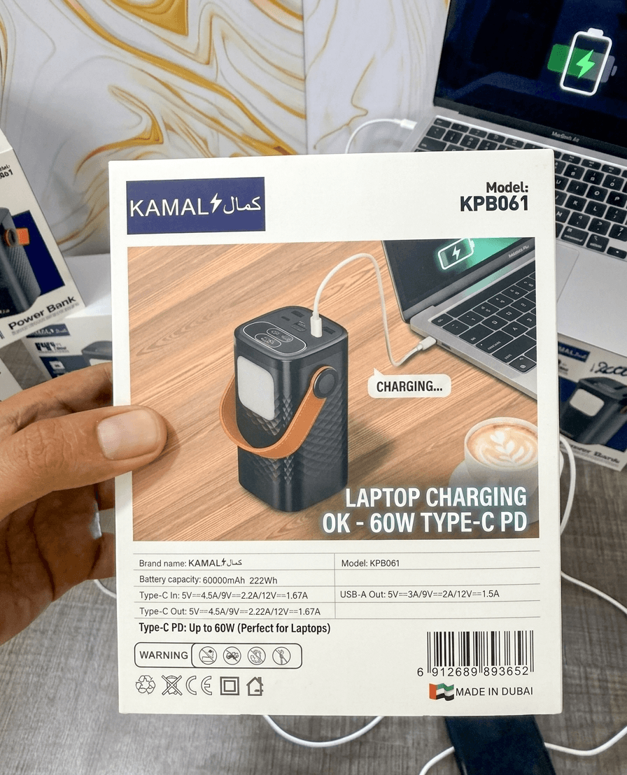 100W Kamal KPB061 Power 60000Mah For Laptop + Mobile Fast Charging