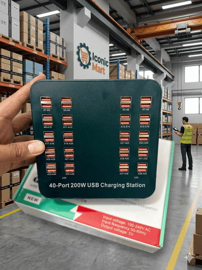 Iconic Power 40-Port Smart Charging Station – 200W Mega-Hub