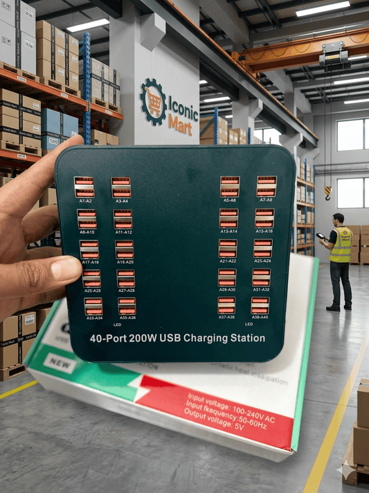 Iconic Power 40-Port Smart Charging Station – 200W Mega-Hub