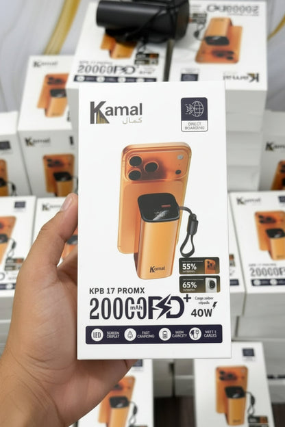 Kamal KPB-17 ProMX 20000mAh 40W Fast Charging Power Bank with FREE GIFT Phone Stand Connector