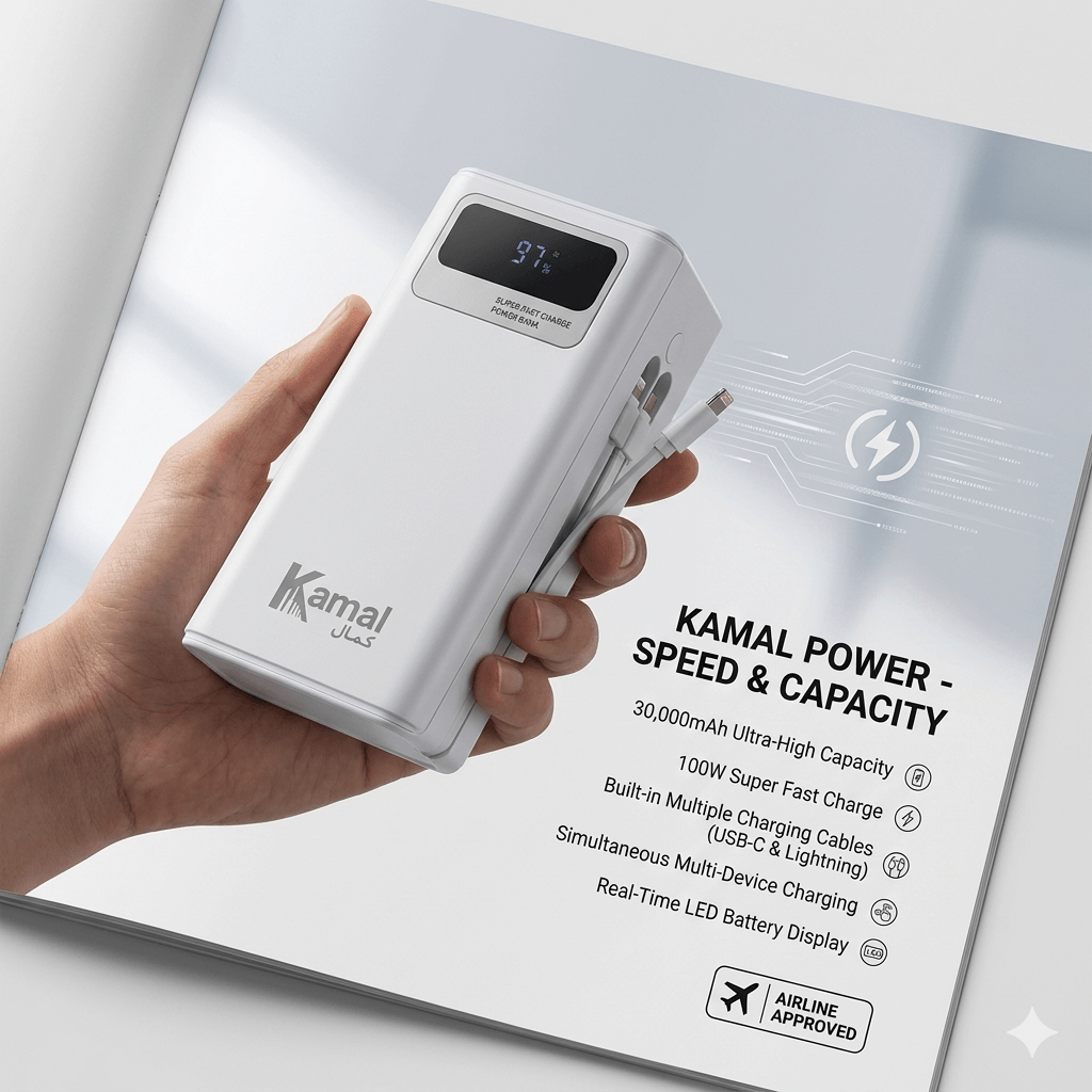 The Powerhouse: Kamal 80,000mAh Ultra-High Capacity 22.5W Fast Charging Power Bank