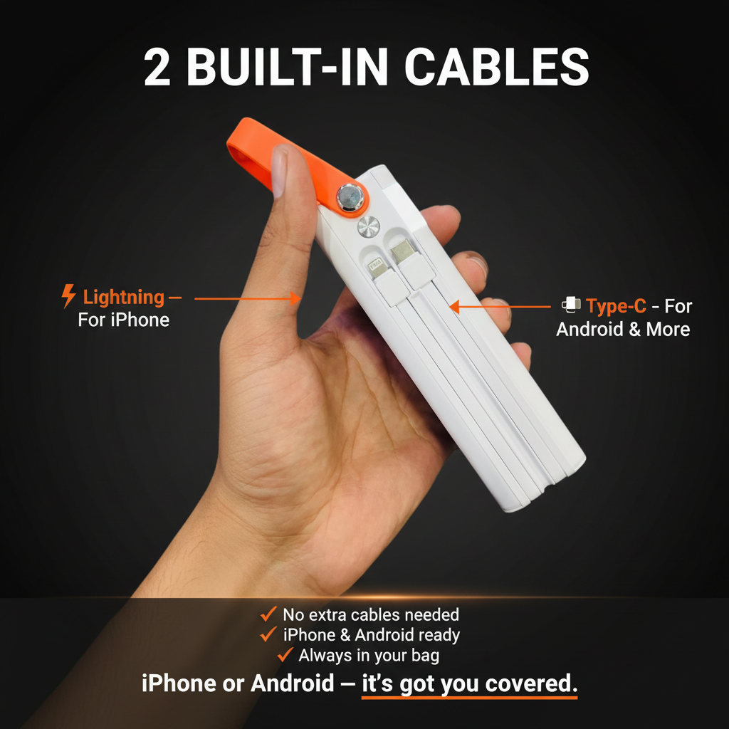KPB53 2 Built-in Cables - iPhone & Android